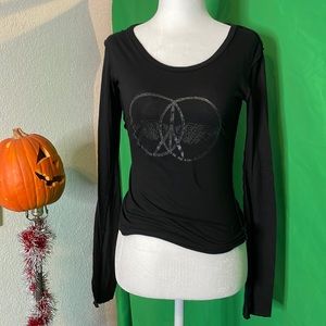 Black sheer long sleeve inside out t sample designer silk screen
